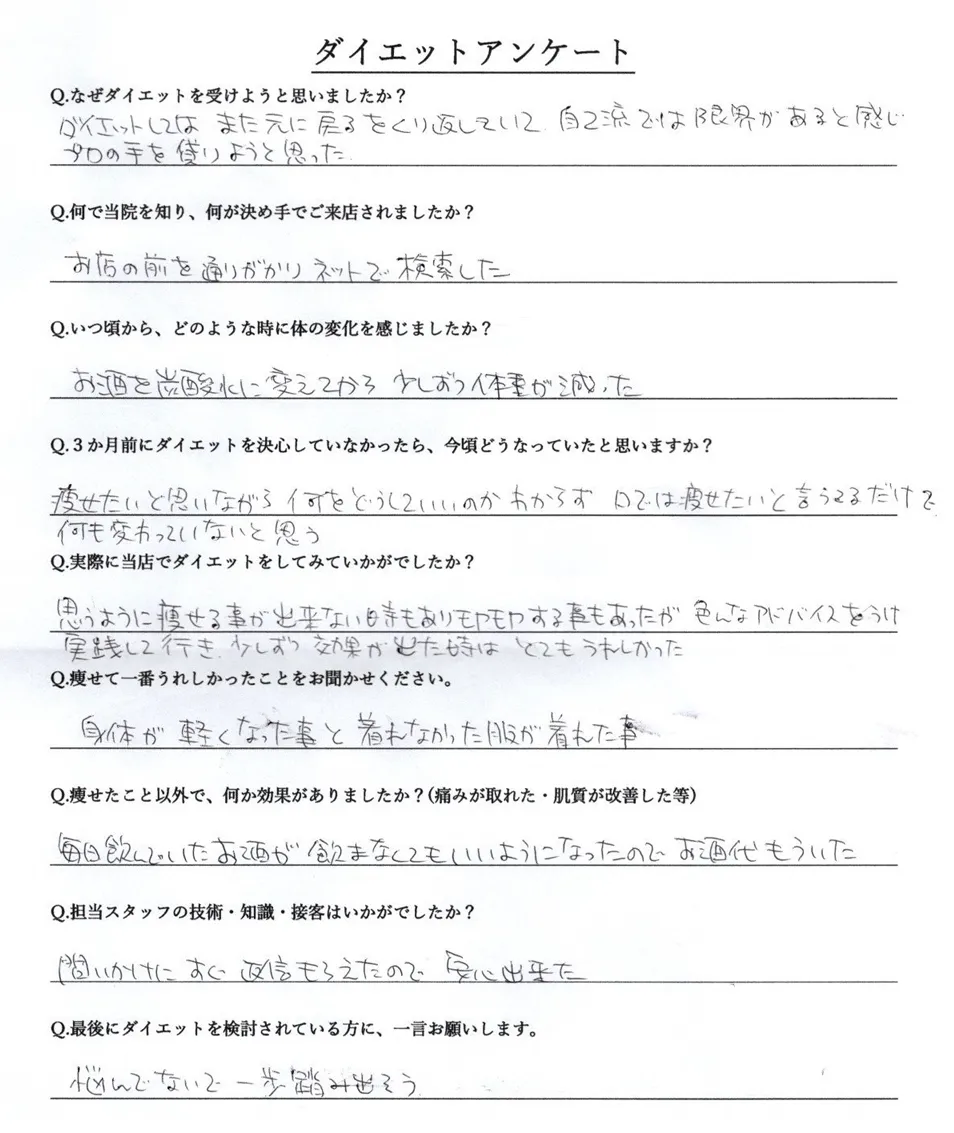 お客様のアンケート