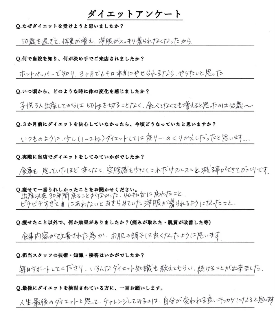 お客様のアンケート