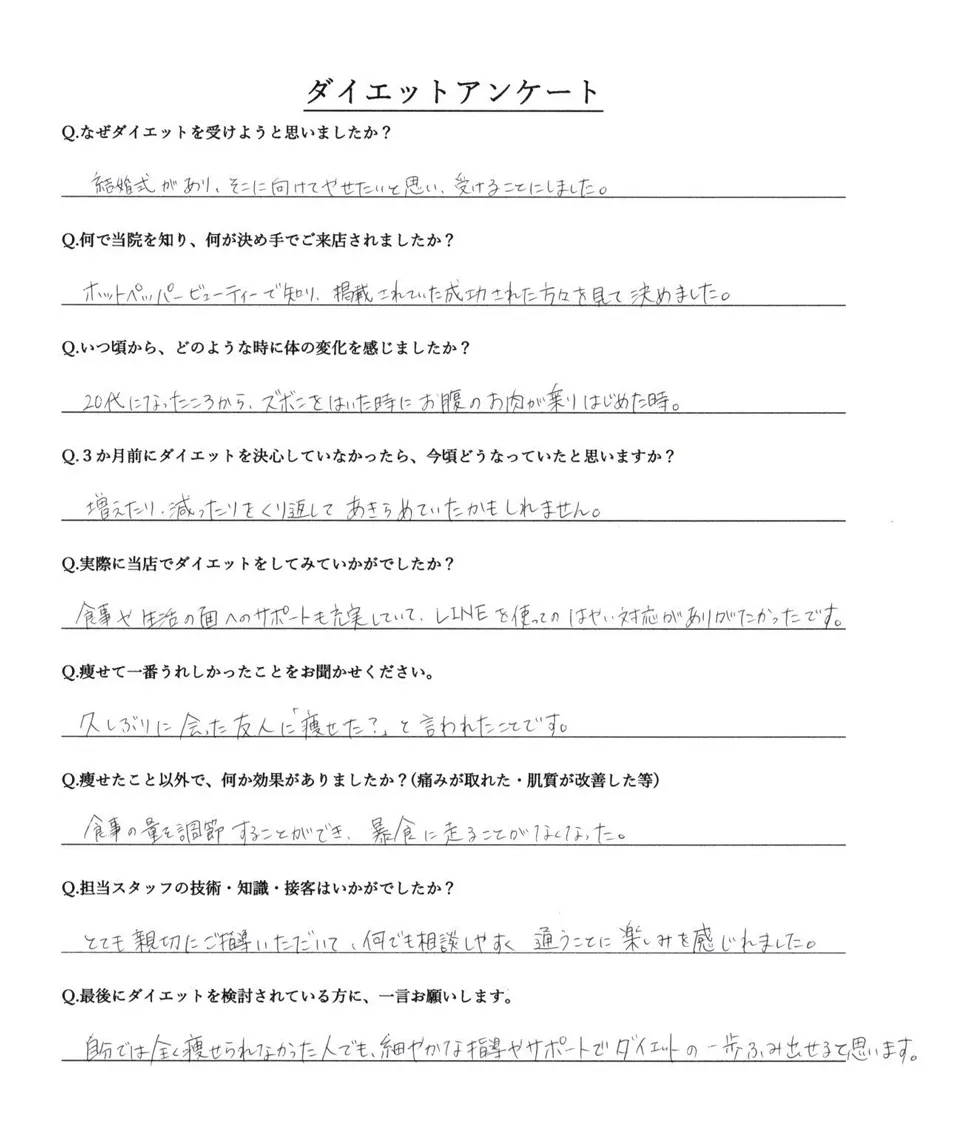 お客様のアンケート